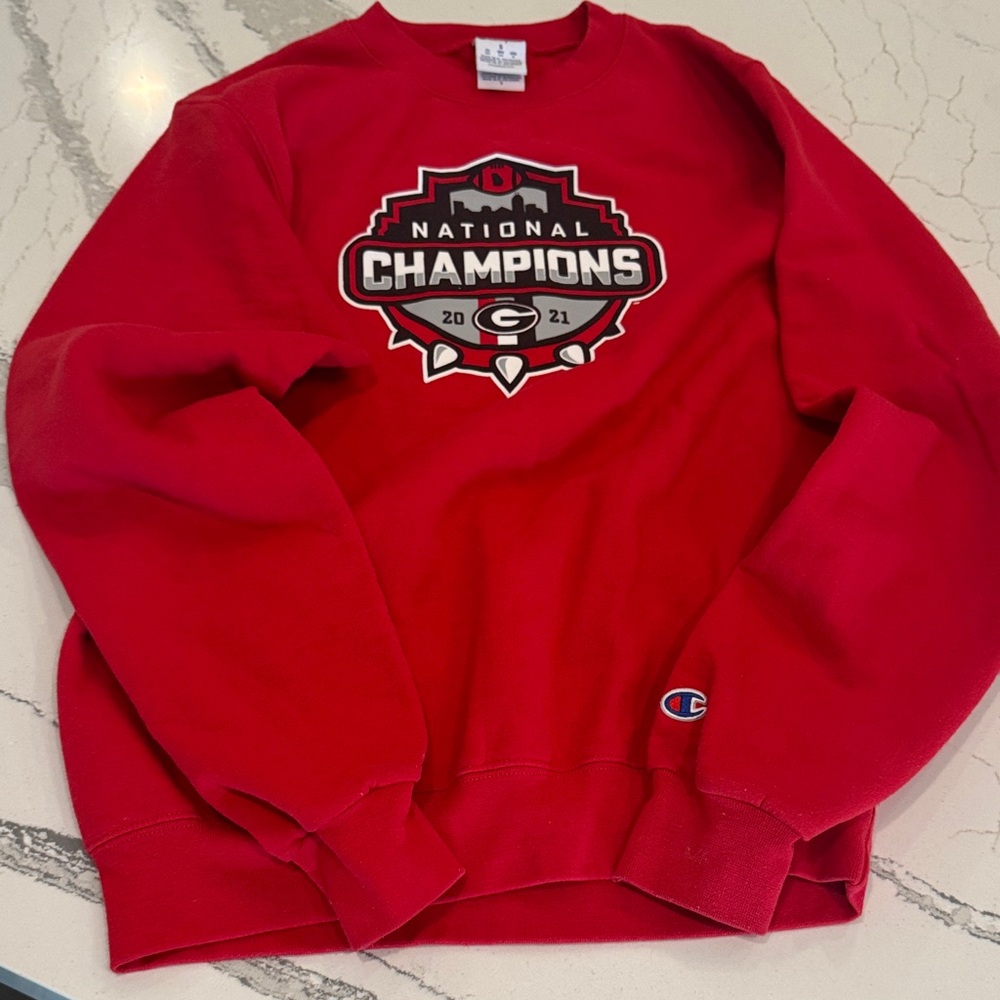 Champion Red National Champions Crewneck Sweater